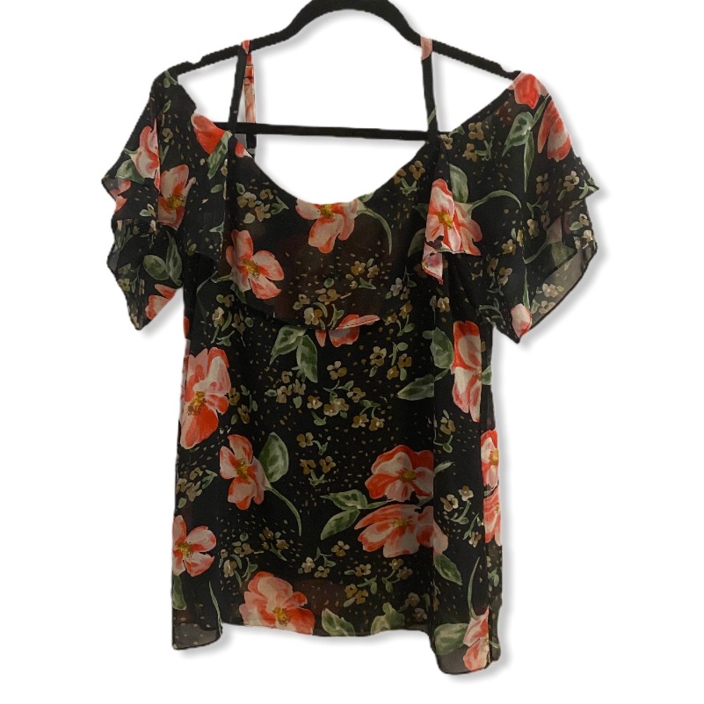 Cabi Cold Shoulder Floral Top